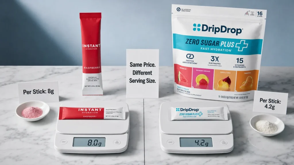 Serving Size Changes the Apparent Winner